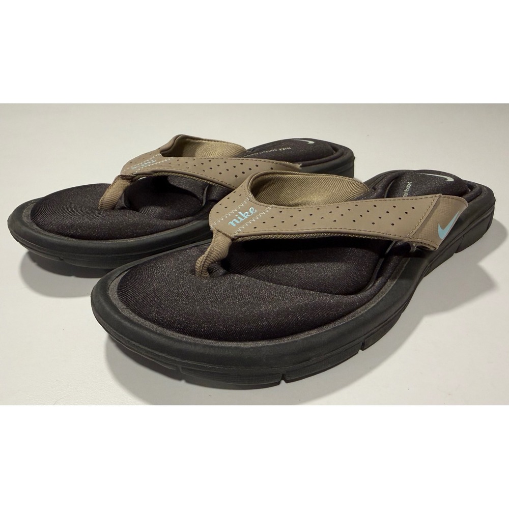 Nike Comfort Footbed Flip Flops Brown Black Thong Sandals Womens 10 384462-240